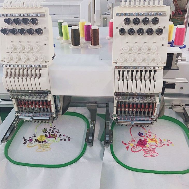 2 Heads 9 Needles Automatic Flat+Cap Computerized Embroidery Machines